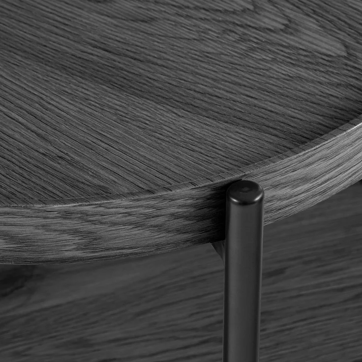 CLP Couchtisch Corbitan rund aus Holz 2 Ebenen Metallgestell schwarz,grau Ø 50 cm – Bild 7