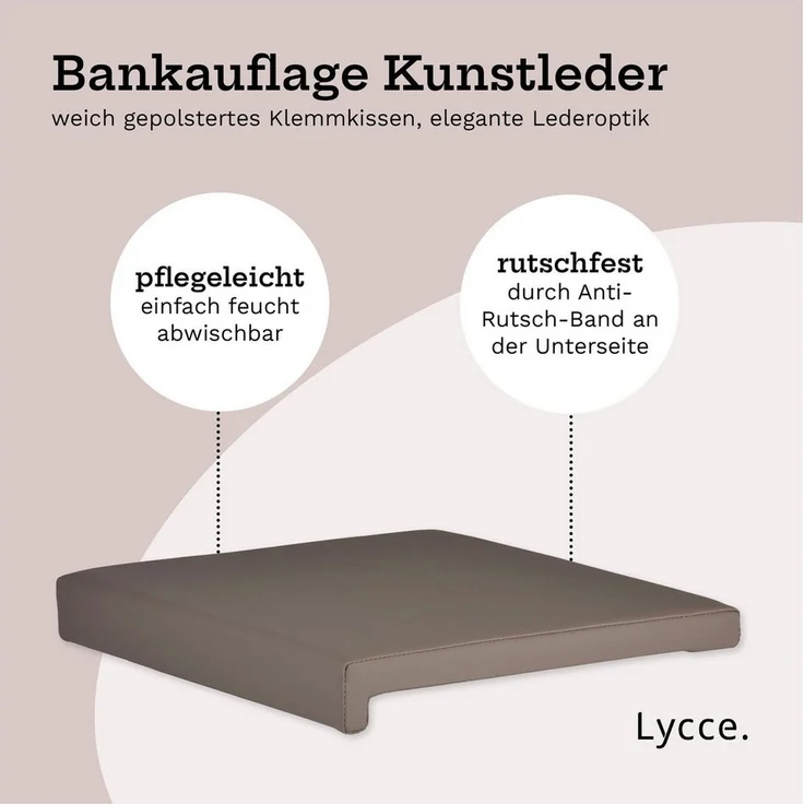 Lycce Bankauflage Klemmkissen, Sitzkissen 1 Leiste, 35cm Klemmtiefe, weich gepolstert, (1 St), verrutscht nicht, hochwertiger Kunstlederbezug, verschiedene Farben – Bild 2