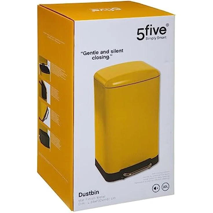 5 five simply smart Cestino in metallo 30 l Ariane, Kosmetikeimer mit Fußpedal, herausnehmbarem Eimer und Soft-Close-Mechanismus, arancione chiaro – Bild 3