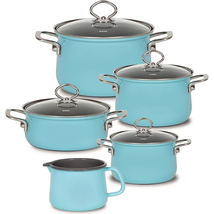 RIESS 0546-037 RIESS Emaille Spar-Set 5-tlg. Nouvelle extra stark, KRISTALLBLAU – Bild 1