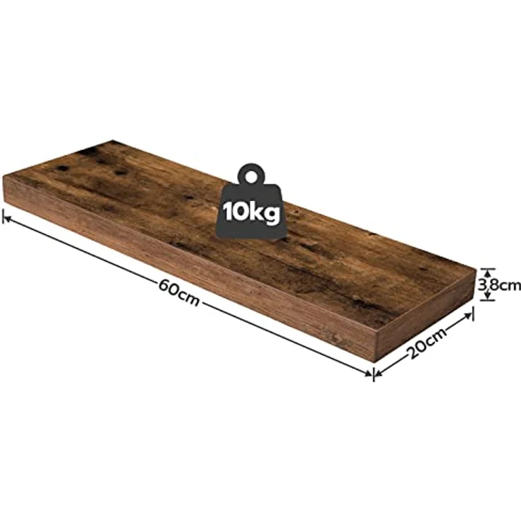 Hoobro Wandregal stabile Schweberegal 2er-Set, 60 x 20 x 4 cm Hängeregale, 2-tlg, mit unsichtbaren Halterungen – Bild 4