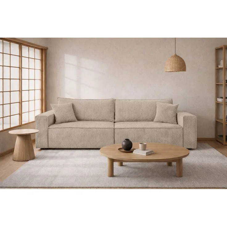 Kaiser Möbel Schlafsofa Sofa mit Schlaffunktion und Bettkasten Cordstoff Poso, BEST SCORNER, Für täglichen Schlaf geeignet