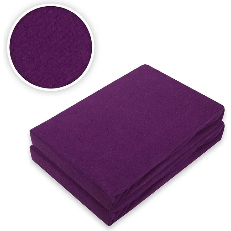 Doppelpack Marke Jersey Spannbettlaken 60 x 120 - 70 x 140 cm Lila – Bild 2