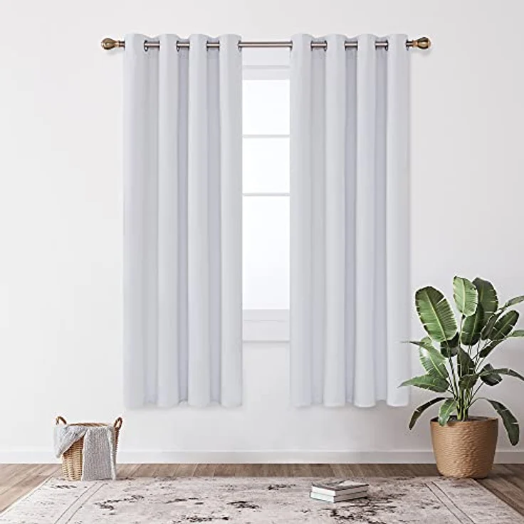 Deconovo Gardinen Verdunkelnd Thermovorhang Hitzeschutz Curtain Silber Grau | 2er Set, H200 x B140 cm, Vorhang mit Ösen, lichthemmend, Wärmeisolierend und gut passend für moderne Wohn- und Schlafzimmer – Bild 5
