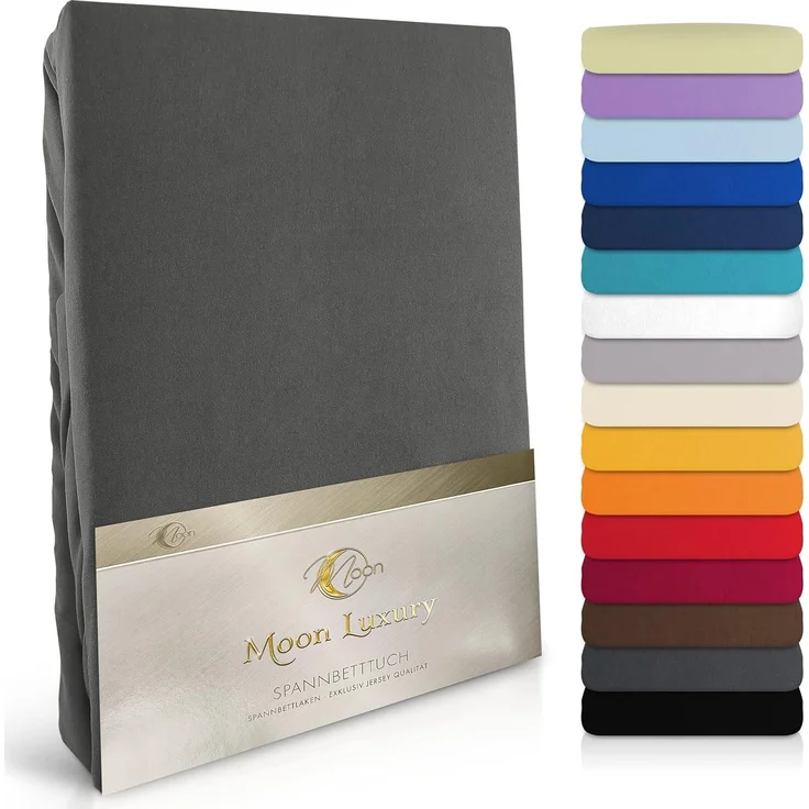MOON Heimtextilien Spannbettlaken MOON-Luxury Spannbettlaken Jersey Stretch 230g/m², 97% Mako-Baumwolle 3% Elastan