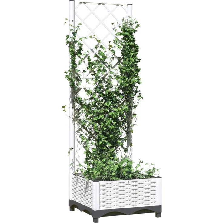 vidaXL Pflanzkübel mit Rankgitter Weiß 40x40x121,5 cm PP 153279 – Bild 3