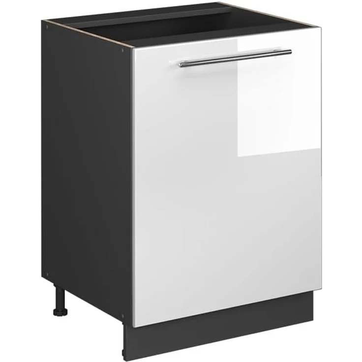 Küchenunterschrank Fame-Line Weiß Hochglanz/Anthrazit 60 cm 1 Tür ohne Arbeitsplatte Vicco – Bild 1