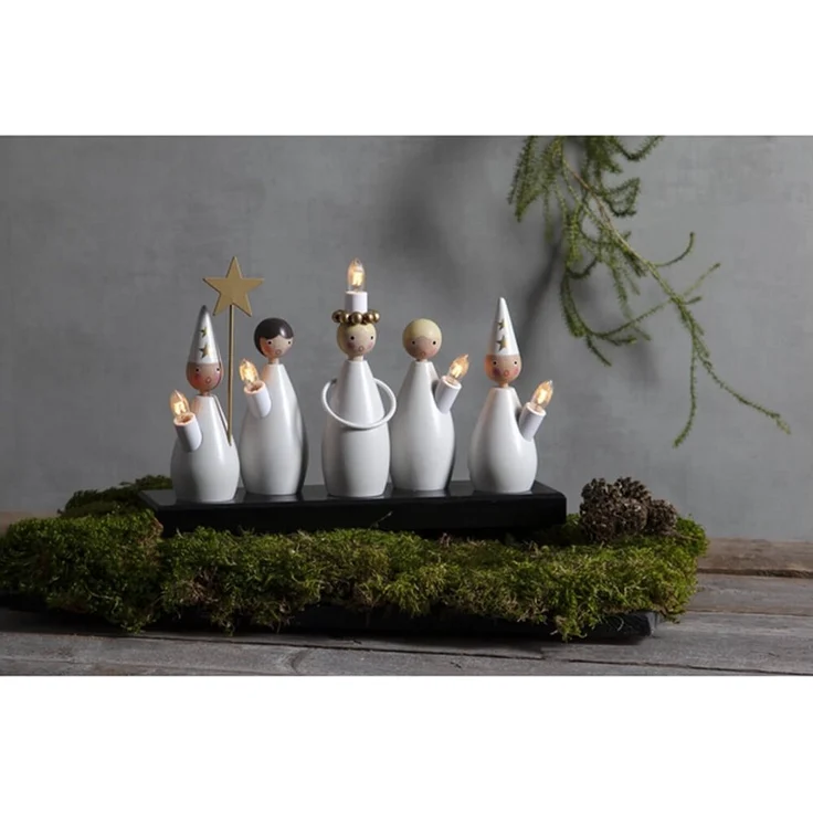 STAR TRADING Fensterleuchter Fensterleuchter Lucia Chor 5flammig warmweiße Lampen innen 22cm weiß, Glühlampe – Bild 3