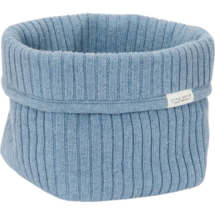 Little Dutch Wickeltischkörbchen Körbchen Korb Utensilo Organizer für den Wickeltisch Baby Strick klein Denim Blue blau - Pure