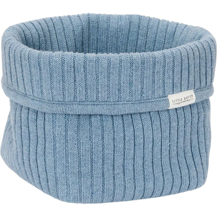 Little Dutch Wickeltischkörbchen Körbchen Korb Utensilo Organizer für den Wickeltisch Baby Strick klein Denim Blue blau - Pure