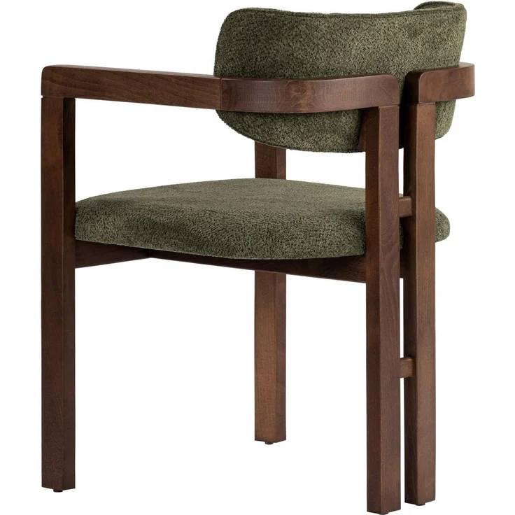 Moderner grüner Stuhl mit Beinen in dunklem Walnuss, 54 x 76 x 54 cm | 100% Buchenholzrahmen, leicht zu reinigendes Polyester-Chenille-Gewebe | 5 cm Schaumstoffsitz, perfekt für Zuhause & Büro – Bild 5