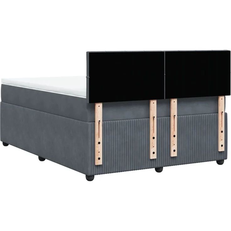 vidaXL Boxspringbett mit Matratze Dunkelgrau 140x190 cm Samt 3287735 – Bild 10