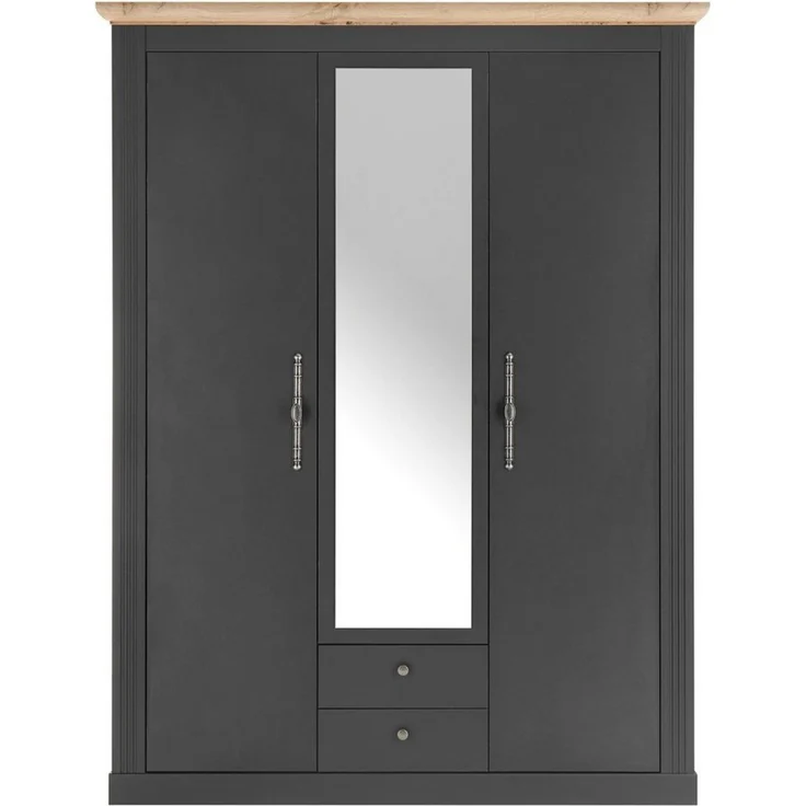 Home affaire Kleiderschrank WESTMINSTER Wäscheschrank in 2 Farben, Landhausschrank Metallgriffe Drehtürenschrank mit Spiegel, Schlafzimmerschrank, 149 cm breit – Bild 2