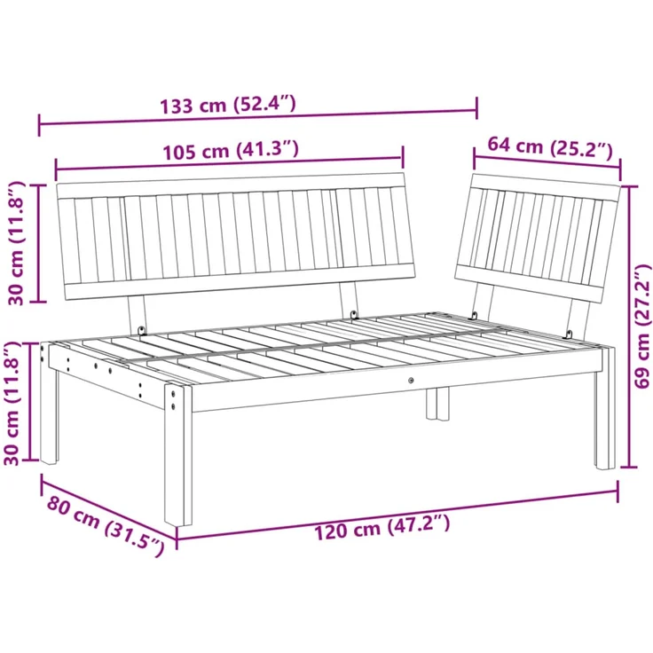 vidaXL Garten-Ecksofa aus Paletten Massivholz Akazie 365849 – Bild 8