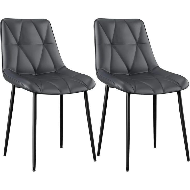 Clevich Esszimmerstühle 2er Set, Bis 200 kg, PU Polsterstuhl, Metallbeine, Stabil, Komfortabel, Einfache Montage, Küchenstühle 81 x 57 x 50CM (Grau, 2 Stück) – Bild 1