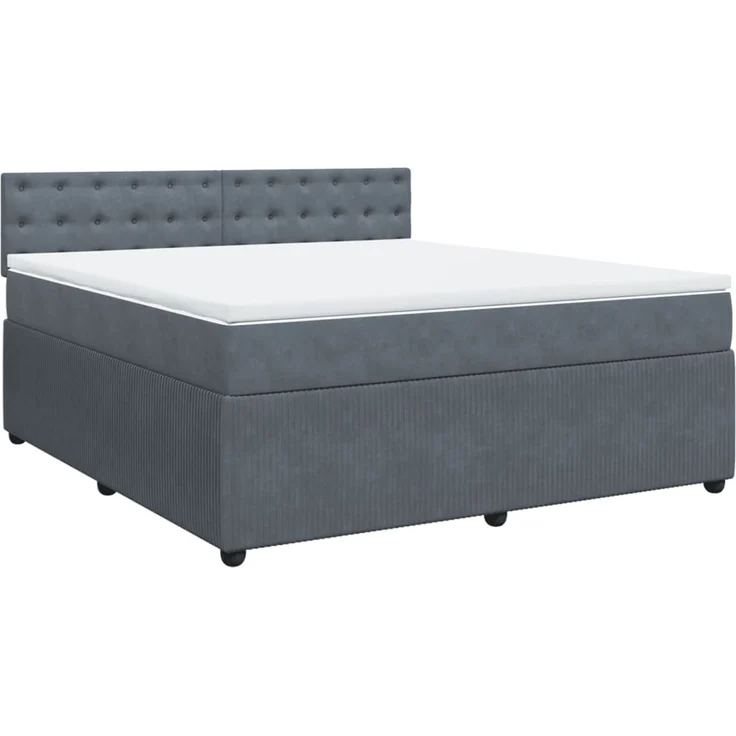 vidaXL Boxspringbett mit Matratze Dunkelgrau 180x200 cm Samt 3290119 – Bild 3