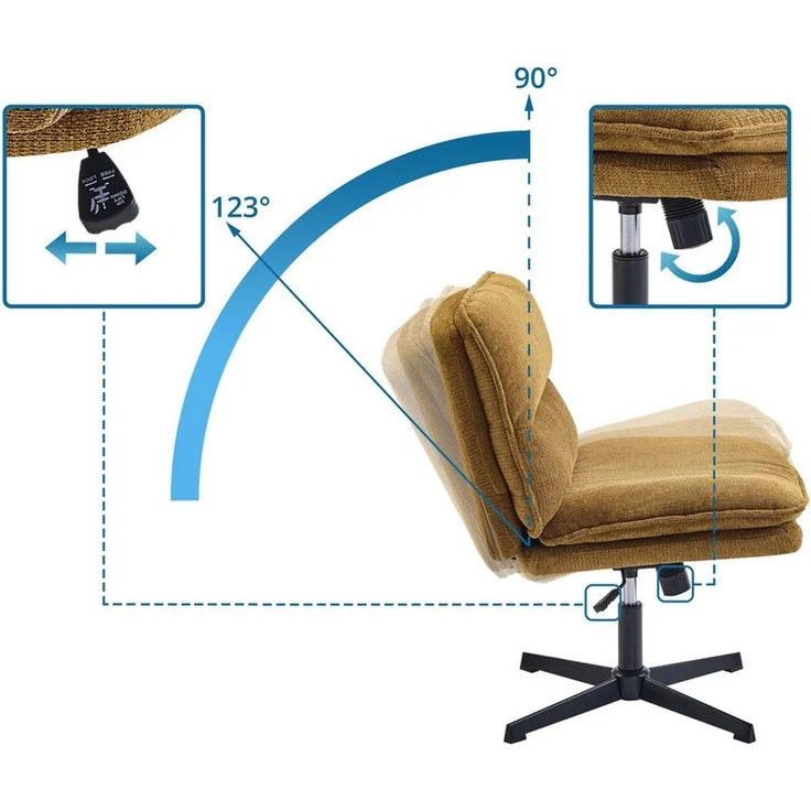 hjh LIVING Loungesessel Loungesessel Criss-Cross 20 Stoff ohne Armlehnen, Bürostuhl, Schneidersitz Stuhl drehbar für Wohnzimmer Home-Office