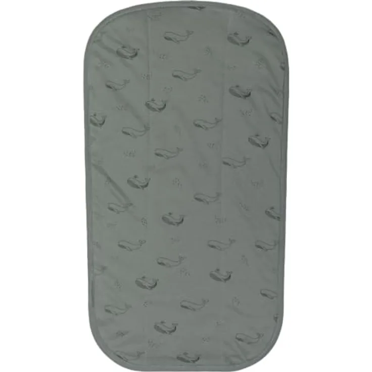 Fillikid Frotteelauflage für Wickelmulden 60 x 36 cm, saugfähiges Frotteematerial, wendbares Design, Wal-Motiv, Grün