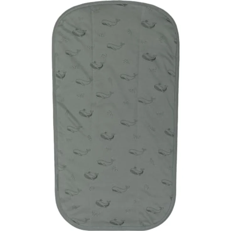 Fillikid Frotteelauflage für Wickelmulden 60 x 36 cm, saugfähiges Frotteematerial, wendbares Design, Wal-Motiv, Grün – Bild 1