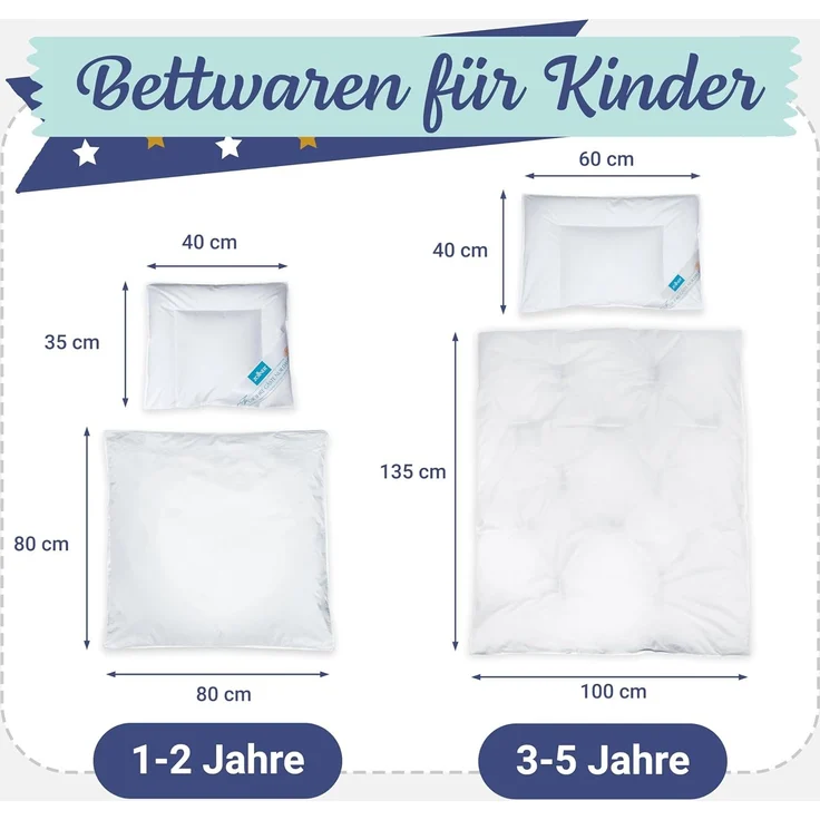ZOLLNER Kinder & Kleinkinder Daunenkissen aus 90% Daunen und 10% Federn, Bezug Baumwolle, 40x60 cm – Bild 3
