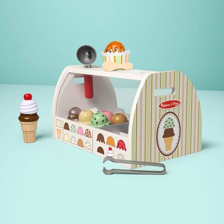 Melissa & Doug Wooden Scoop & Serve Ice Cream Counter (Play Food and Accessories, 28 Pieces, Realistic Scooper, 34.544 cm H x 21.844 cm W x 19.558 cm L) – Bild 3