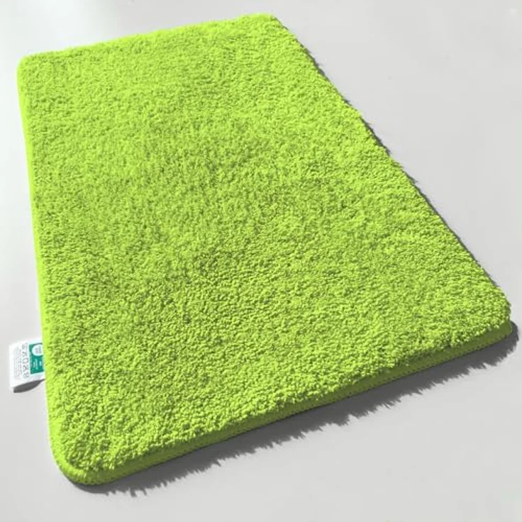casa pura Badematte Shaggy, weicher rutschfester Duschvorleger aus Mikrofaser, waschbar 50 x 60 cm, Limone Sky Soft – Bild 1