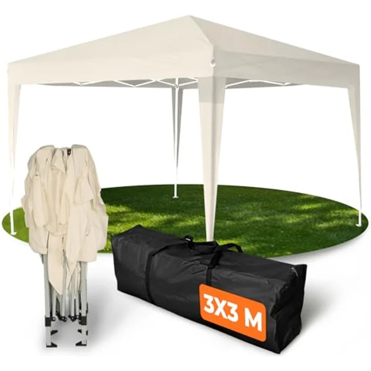 Faltpavillon 3x3 m - wasserdicht - ohne Seitenteile, champagner – Bild 2