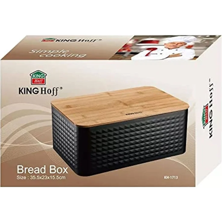 Kinghoff Kinghoff Brotkasten aus Stahl mit Bambusbrett 40230 – Bild 4