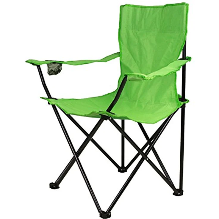 Nexos Campingtisch 2-er Set Angelstuhl Anglerstuhl Faltstuhl Campingstuhl Klappstuhl mit Armlehne und Getränkehalter praktisch robust leicht hellgrün – Bild 4