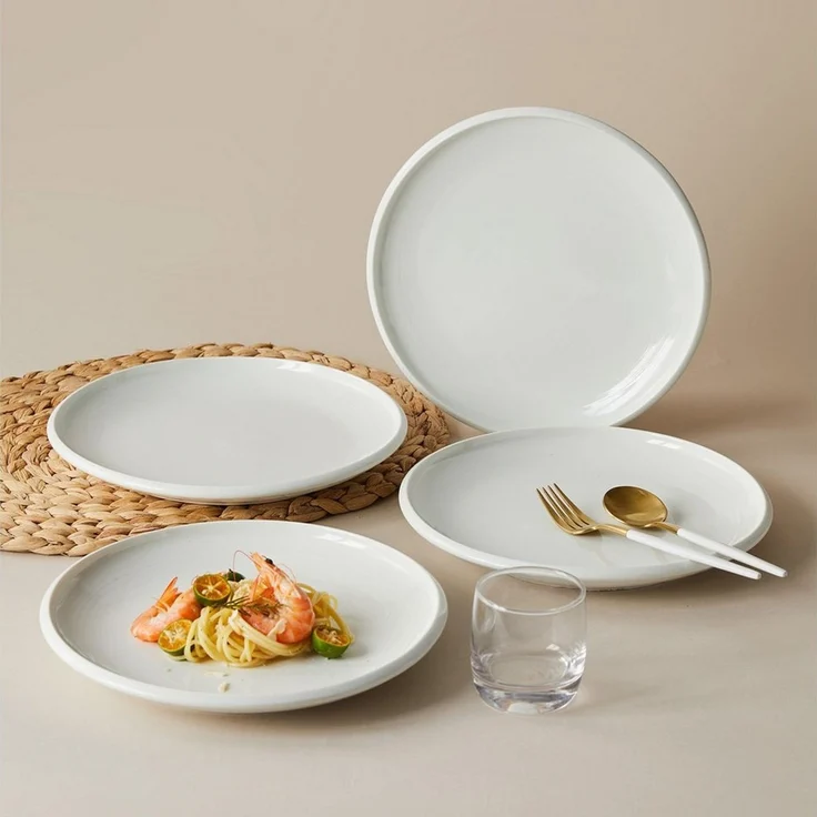 JIWOO Teller 4er Ø26,5cm, Frühstücksteller Salatteller Steakteller Dessertteller, (4 St), Keramik Tellerset Weiß Mikrowellen spülmaschinenfest Ø26,5 cm – Bild 3