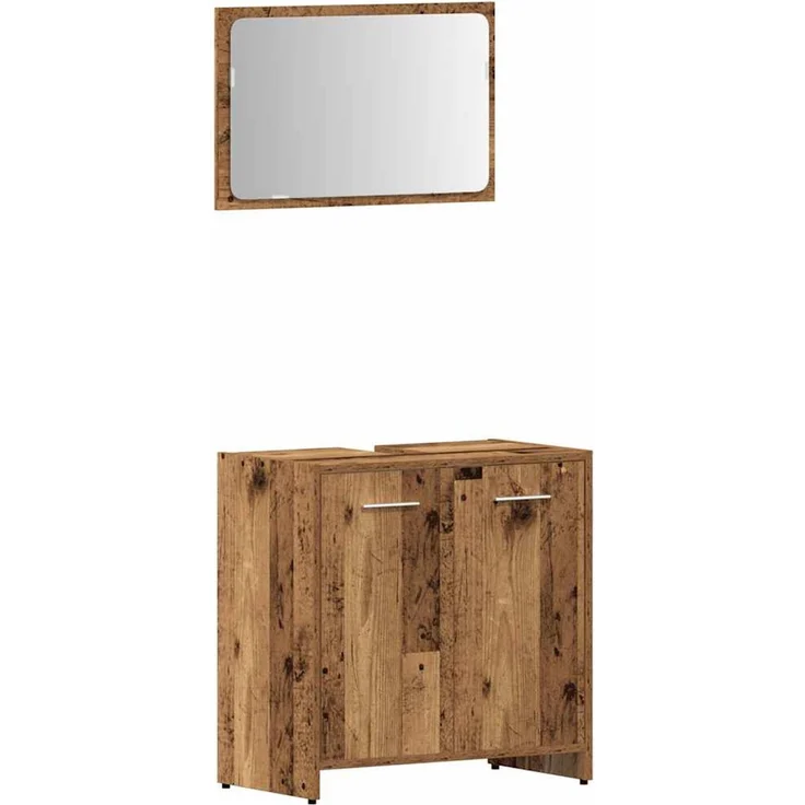 vidaXL 4-tlg. Badmöbel-Set Altholz-Optik Holzwerkstoff 3328553 – Bild 5