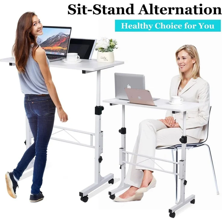 JEOBEST Computertisch Höhenverstellbarer Schreibtisch 80x40 x (74-110)cm, Ergonomischer Steh-Sitz Tisch Computertisch für Heimbüro – Bild 4