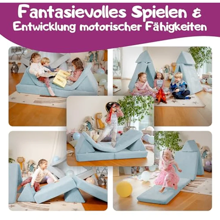 Linodino Kindersofa Spielsofa I aus Schaumstoff Bausteine I Spielcouch für Kinder, 3 Jahre Garantie – Bild 3