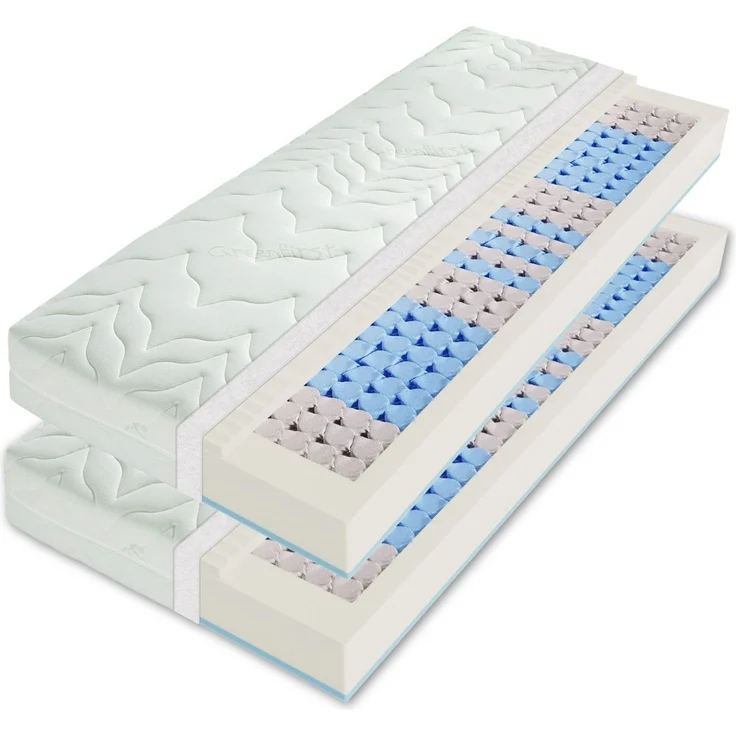 Matratze 160x200 (2 x 80x200cm), Taschenfederkernmatratze H2 H3, Höhe ca. 22cm, Wendematratze 160x200cm mit Greenfirst® Bezug – Bild 1