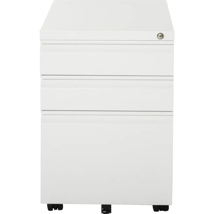 Vinsetto Rollcontainer mit 3 Schubladen Aktenschrank Büroschrank mit Rädern Bürocontainer mit konkavem Griff für Home-Office Stahl Weiß 39 x 48 x 60 cm