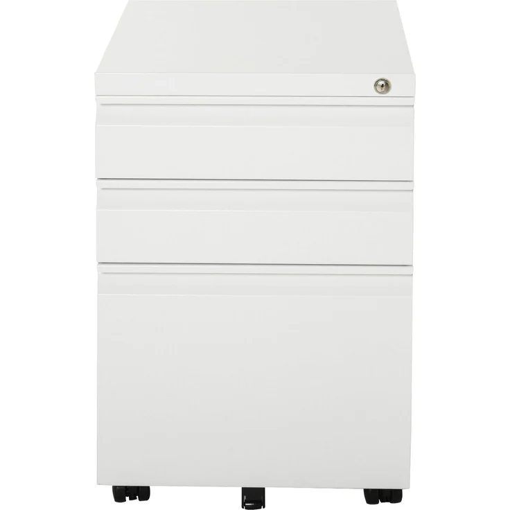 Vinsetto Rollcontainer mit 3 Schubladen Aktenschrank Büroschrank mit Rädern Bürocontainer mit konkavem Griff für Home-Office Stahl Weiß 39 x 48 x 60 cm
