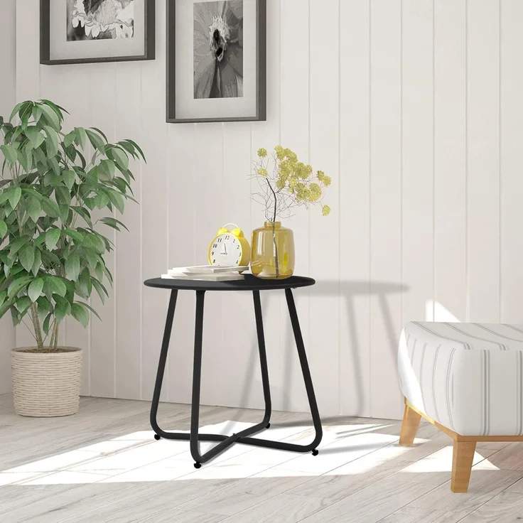 Kleiner Beistelltisch Metall Garten Rund Couchtisch Kaffeetisch Verstellbare – Bild 2