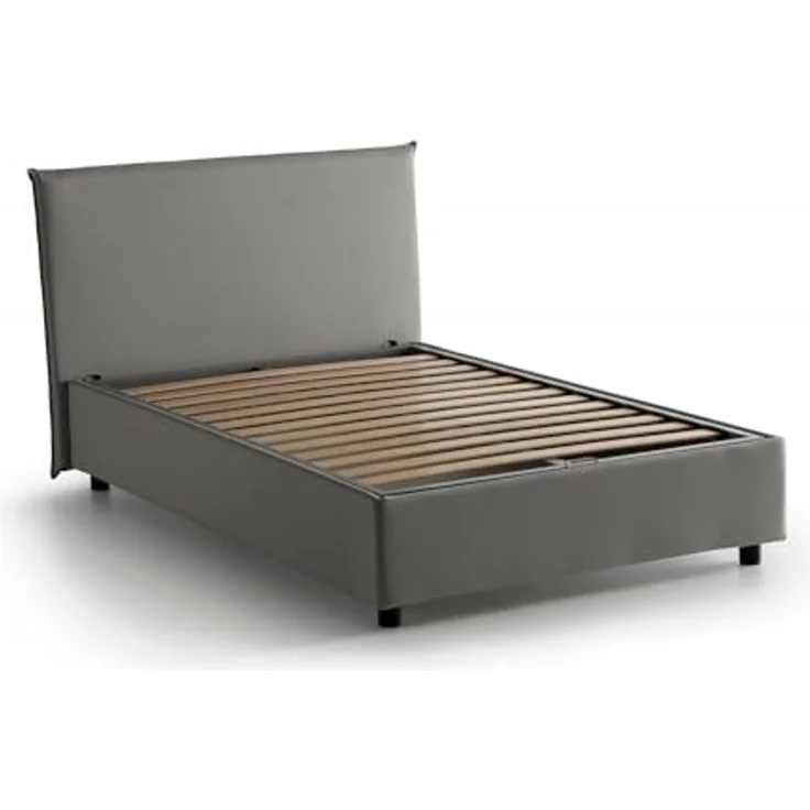 Talamo Italia - Chicca-Doppelbett, Bettkasten mit Stoffbezug, 100 % Made in Italy, Öffnung vorne, inklusive Matratze 120x200 cm, Grau – Bild 6