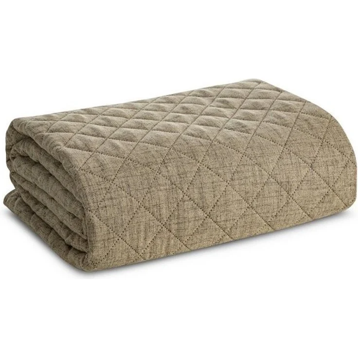 Tagesdecke Decke Lein-Optik 1 dunkelbeige 70x160 cm dunkelbeige – Bild 4