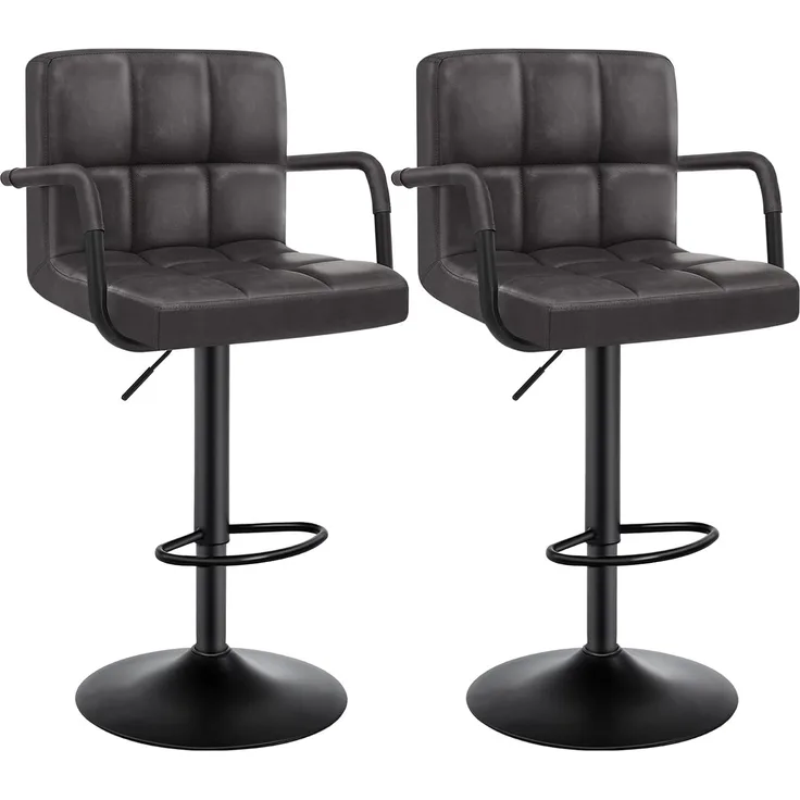 Barhocker 2er Set Barstuhl drehbar Stahl anthrazit