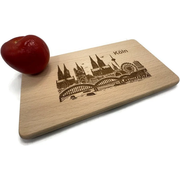 eXODA Frühstücksbrett Frühstücksbrettchen Motiv Kölner Wahrzeichen aus echtem Buchenholz, Holz, (Holzbrett mit Gravur, 1-St) – Bild 1