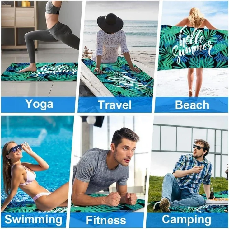 Microfiber Oversized Beach Towel 160x80cm Lightweight Sand Free for Travel Swim – Bild 8
