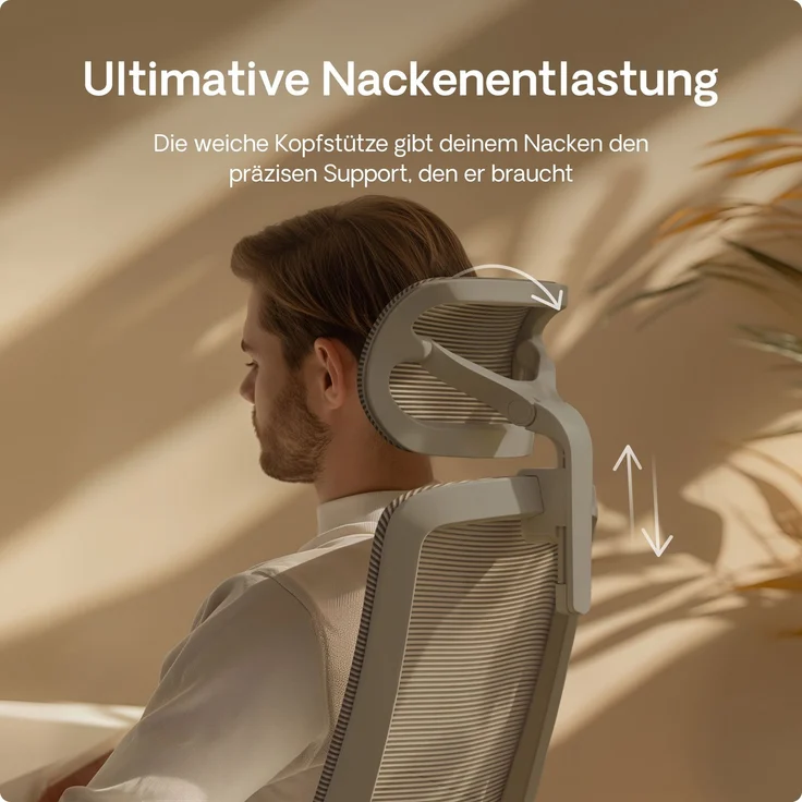 Desktronic Bürostuhl Verstellbarer Ergonomischer SitOne, Grau 4-Dimensional Armlehne, Integrierte 4-Wege-Lendenwirbelstütze – Bild 9