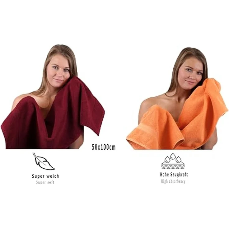 Betz Handtuch Set 10-TLG. Handtuch-Set Premium Farbe Dunkelrot & Orange, 100% Baumwolle (Set, 10-St) – Bild 6