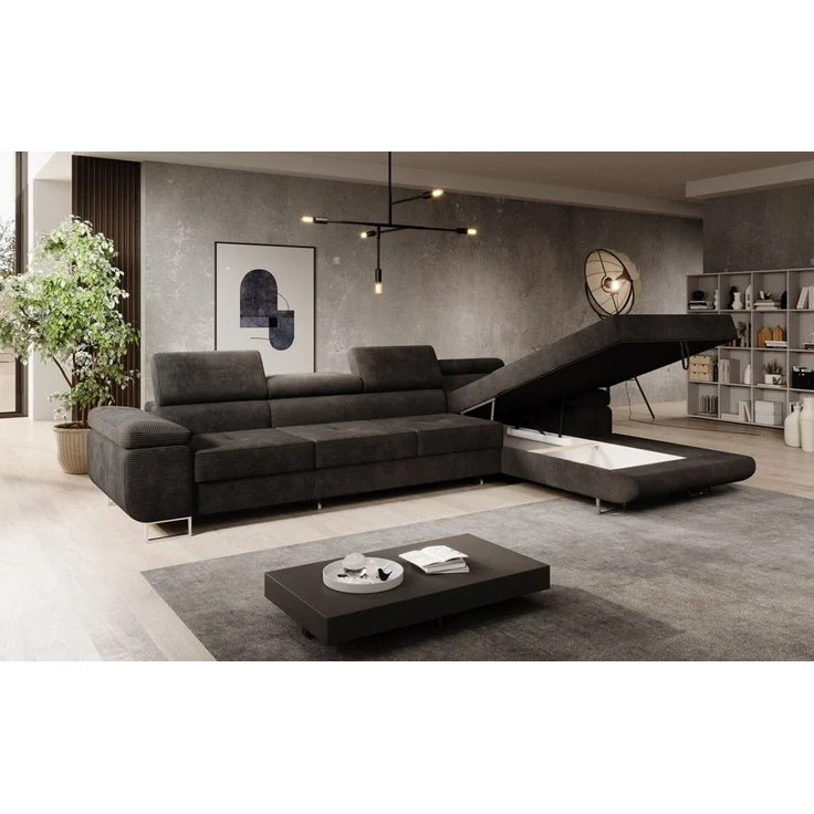 Luxusbetten24 Schlafsofa Designer Sofa Calvera Maxi, in Cord mit Schlaf- und Klappfunktion – Bild 3