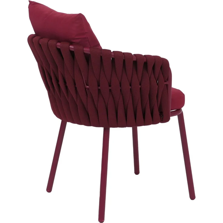 2er-Set Aluminium-Esszimmerstuhl HWC-P89, Indoor Stuhl Armlehne, Stoff/Textil (180 g/m²) Seilgeflecht Rope ~ bordeaux – Bild 7