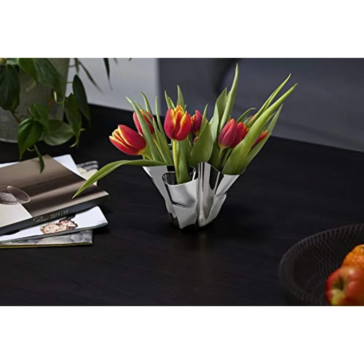 PHILIPPI Margeaux Mini Vase/Windlicht, handgefaltetes Unikat aus Edelstahl, ideal für Teelichter oder Blumen, Eyecatcher für jeden Anlass