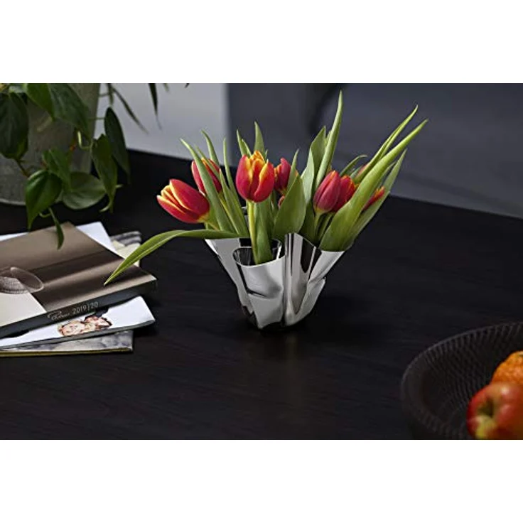 PHILIPPI Margeaux Mini Vase/Windlicht, handgefaltetes Unikat aus Edelstahl, ideal für Teelichter oder Blumen, Eyecatcher für jeden Anlass – Bild 1