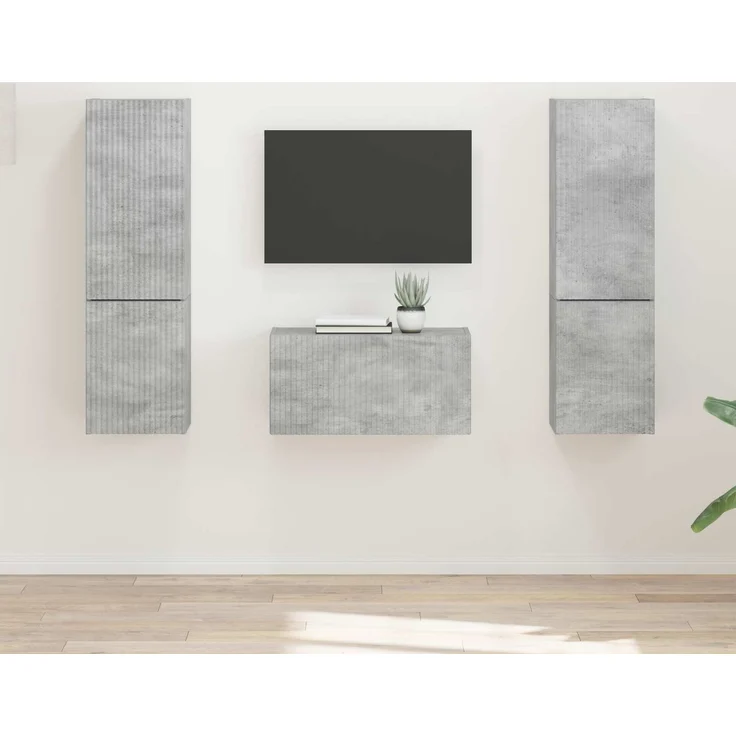 vidaXL TV-Schrankset 5 pcs Beton Grau Holzwerkstoff 3409099 – Bild 1