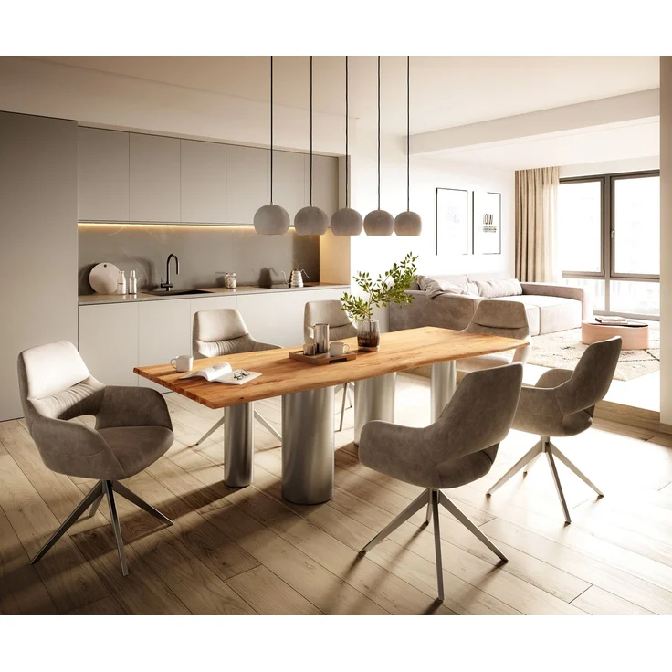 Esstisch Edge 260x100 Akazie Natur Pilier Edelstahl gebürstet Live-Edge – Bild 5